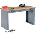 Global Equipment Panel Leg Workbench w/ Shop Top Square Edge   Power Apron, 60"W x 30"D, Gray 778468